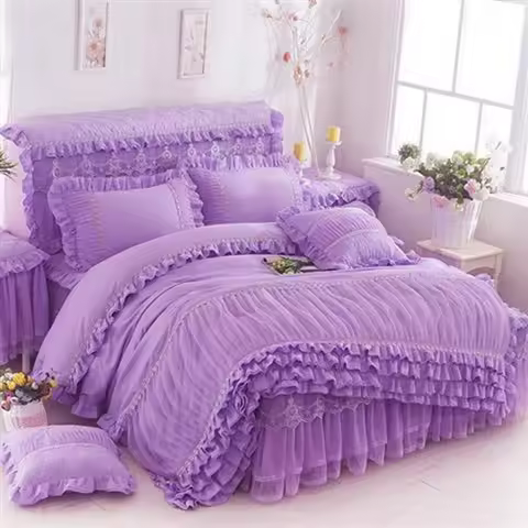 1pcs Lace Duvet Cover + 2 Pcs Pillowcases Fashion Design Soft Comfortable Quilt Cover King/Queen Siz