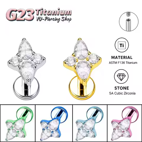 ASTM F136 Titanium Anodized Stud Earrings Compact Body Piercing Accessories For Ear Lip Piercings Wo