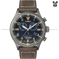 TIMEX TW2P84100 Men's Analog Watch The Waterbury Chronograph 42mm Leather Strap Blue Brown *Original