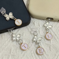 Mobile Phone Anti-dust Plug 1pc White Butterfly and White 26 Letters Mobile Phone Anti-dust Plug