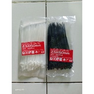Cable Ties 2.5, 150mm (15cm) nylon cable tie white black 1 pack contains 100 pcs