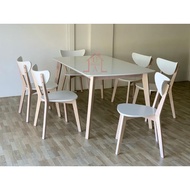 6 kerusi meja makan set putih/white set dining table 6 chairs/meja makan ikea/meja makan putih