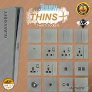 [GLASS GREY] reTouch Thins+ Soft Touch 1/2/3/4 Gang 1/2 Way 13A/15A/20A Switch & Sockets Full Frame 