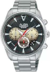 นาฬิกาข้อมือผู้ชาย ALBA Signa Quartz Chronograph รุ่น AT3J15X หน้าปัดสีดำ AT3J13X หน้าปัดสีเขียว ขนาดตัวเรือน 43 มม.ตัวเรือน สาย Stainless steel สีเงิน