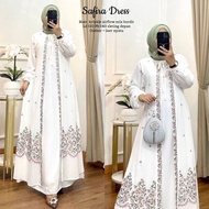 PUTIH Newest 2In1 Women's Gamis Set 2024 Muslim Clothing Syari Abaya Veiled Female Brocade Dress Whi