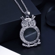Mengnianhua 1989 Reading Magnifying Glass Necklace Owl Magnifying Lens Necklace Pendant Long Sweater