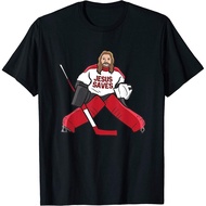 Funny Hockey Jesus Saves Hockey Goalie Men T-Shirt