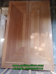 Pintu Rumah Utama Motif 3 D Kayu Jati Tpk/ Pintu Kupu Tarung Minimalis