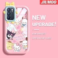 เคส JIUMOO สำหรับ OPPO Reno 6 5G Reno 6 Pro 5G 6Z Reno 5G เคสการ์ตูนน่ารัก Kuromi Kitty รูปสัตว์ประหลาดตัวเล็กๆนิ่มสำหรับเลนส์เคสโทรศัพท์โปร่งใสใสกันกระแทกป้องกันซิลิโคนเคส