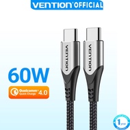 Vention PD 60W Type C Cable Fast Charging 3A 480Mbps Aluminum Alloy USB C to USB C Charge Data Cable