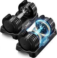 Adjustable Dumbbells Set of 2, 25lb Weights Set Fast Adjust Dumbbell Weight for Exercises Pair Dumbb