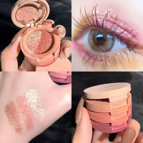 3 In 1 Matte Highlighter Blush Palette Pearly Blusher Shimmer Brighten Silkworm Eyeshadow Face Conto