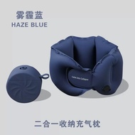Inflatable Travel Neck Pillow U-Shaped Cushion for Car and Airplane Sleep Support Soft Woven Fabric 