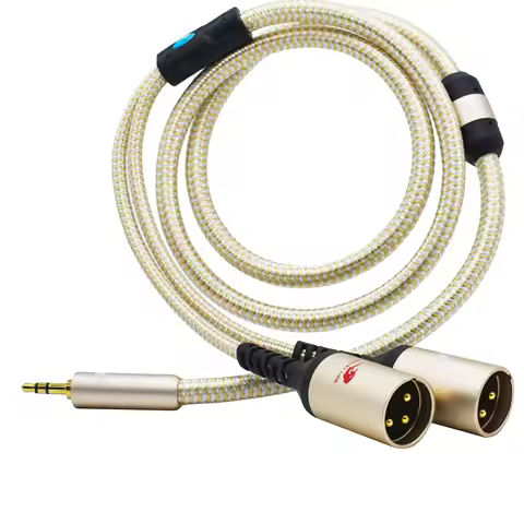 Hifi Audio Cable 3.5mm Plug to Dual 3-Pin Regular XLR for PC Mixer AMP SPC Cable Gold Plated Connect