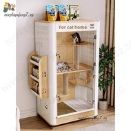 Cat Villa Solid Wood With Toilet Integrated Cat Cage Box No Land Occupation Cat House Luxury Cat Con