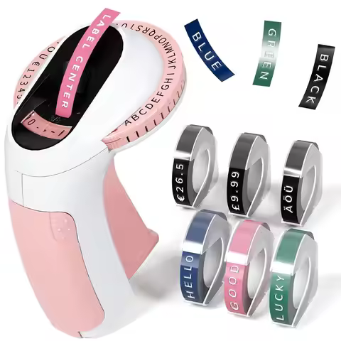 E975 Embossed Label Printer, 3D Label Machine, includes 6 rolls of label tape, suitable for DIY proj