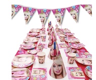 PINK PLATES DOLL PARTY SET, BIRTHDAY PARTY SUPPLY , KIDS PARTY SET 90pcs (color:Barbie)(color:dream 