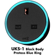 Line8 UKS-1 Power Track British Premium Socket Unit (Black Body) (Protoss Blue Ring)