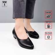 Women's leather shoes, middle-aged women's office shoes with pointed toe high sole, fashion Pum GC11