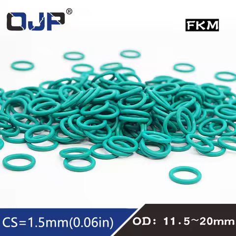10PC/lot Rubber Ring Green FKM O rings Seals CS 1.5mm OD11.5/12/13/14/15/16/17/18/19/20mm ORing Seal