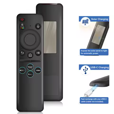 Solar Voice Remote Control Compatible with Samsung Smart TVs 2019-2024 Neo QLED OLED Smart TV Rechar