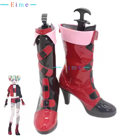 The Clown's Girl Harley Cosplay Shoes Halloween Carnival Boots PU Shoes Quinn Cosplay Props Custom M