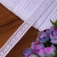 (Per Meter) RDR437 White Knit Lace Center 1.7cm Wide