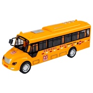 Dual Inertia School Bus Toy With Light & Sound - 19.5cm Friction Powered Sliding Bus Model, J1g5