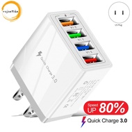 4 USB Fast Charging Adapter,with LED Light Fast Charge Charger 5V3A Charger Type-C QC3.0 Fast Charge