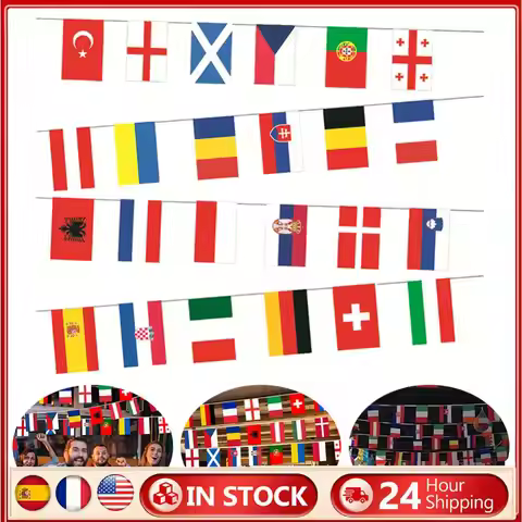 2024 Europe Countries Flag 7M 24 Countries Hanging String Flags Bunting National String Flags Footba