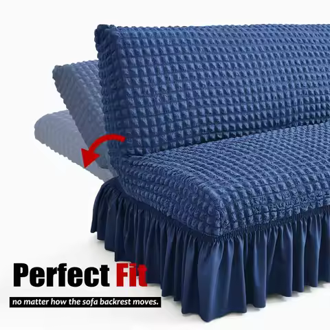 Jacquard Armless Futon Cover with Skirt Ruffled Stretch Futon Sofa Bed Cover Machine Washable Stain