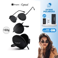 Cyxus Foldable Sunglasses Round Frame Men/Women Foldable Sunglasses Metal Frame Glasses 1018