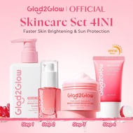 Glad2Glow Skincare Sunscreen 4pcs Set Moisturizer/Serum/Sunscreen/Cleanser Acne Brightening Repair T