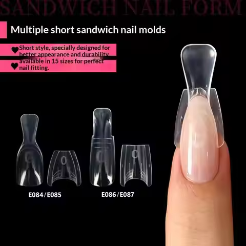 ·New60/240/300 Pcs Sandwich Nail Forms 15 Size Oval Extension Dual Form No Paper Forms Needed For Ea
