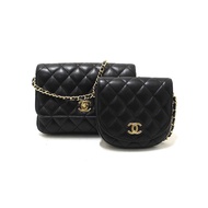 Chanel Black Quilted Calfskin Leather Double Side Pack Flap Bag