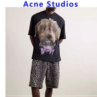 Acne Studios Chest Puppy Pattern Print Round Neck Loose Casual Short-Sleeved T-Shirt Unisex