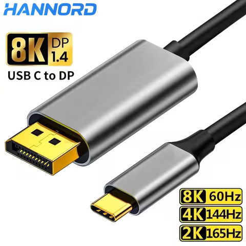 Hannord USB-C to DisplayPort Cable Type C to DP 8K@60Hz 4K@144Hz Display port 1.4 Cable Thunderbolt 
