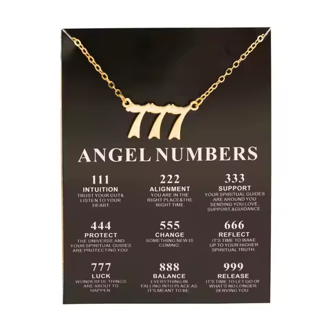 New Angel Number 777 Necklace For Women 111 222 333 444 555 666 888 999 Pendant Gold Color Chain Fem