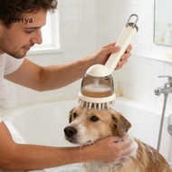 Pet Grooming Scrubber Pet Bath Brush Silicone Bristles 2-in-1 Dog Cat Shampoo Brush with Built-in So