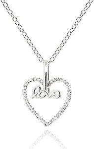 Open Heart Love Necklace for Women Gold Plated Cubic Zirconia Floating Love Word Letter Pendant Jewe