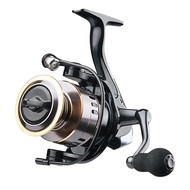 Mulanimo spinning reel with left and right exchangeable handle, lightweight for long casting, suitable for freshwater and saltwater fishing, available in sizes 500, 1000, 2000, 3000, 4000, 5000, 6000, and 7000. Ideal for egging, surf, seabass, cherry salm