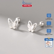 Women's S999 silver earrings with 2-layer butterfly screw, lovely silver earrings for women - B3083