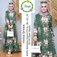 dress wanita muslim elegan real pict motif bunga-violla
