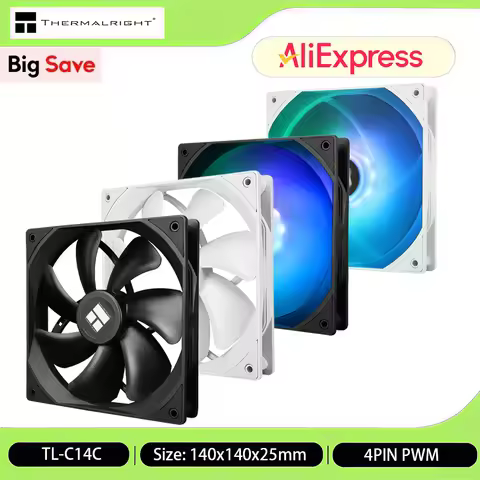 Thermalright TL-C14C CPU Fan 1/3/5 PCS 140mm 75.5CFM Case Fan 4Pin PWM with S-FDB Bearing Included U