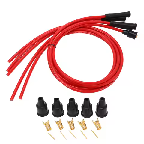 Spark Plug Wire Set Metal Silicone High Performance Anti Aging Red 8mm 3.3ft Car Ignition Wire for 4
