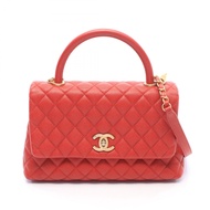 【二手】香奈兒 (Chanel) Coco Handle 29TOP翻蓋包，絎縫工藝，2WAY A92991RED魚子醬紋小牛皮（粒面小牛皮），Coco Handle 絎縫工藝，2WAY 鏈條肩帶