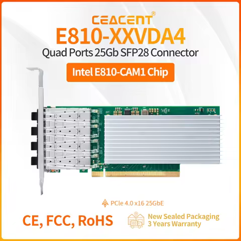 E810-XXVDA4 25Gb/s 4-Port SFP28 NIC Intel E810 Chipset PCIe 4.0 x16 Network Adapter with RDMA Suppor