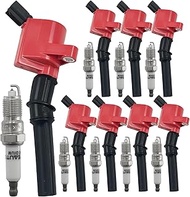 Ignition Coils With Iridium Spark Plugs Pack Set of 8 DG508 C1454 FD503 Compatible with Ford F-150 F