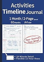 Activities Timeline Journal - A4 Size -English-: 60-Month A4 Horizontal Layout - 1 Month / 2-Page Sp