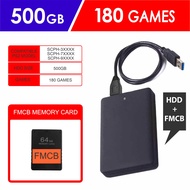 PS2 FMCB FULL SET + 180 GAMES + 500GB HDD + 2 CONTROLLER + 128MB MEMORY CARD REFURBISHED